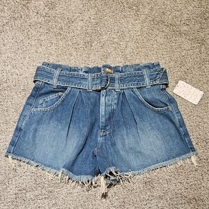 We The Free Blue Jean Shorts with Belt